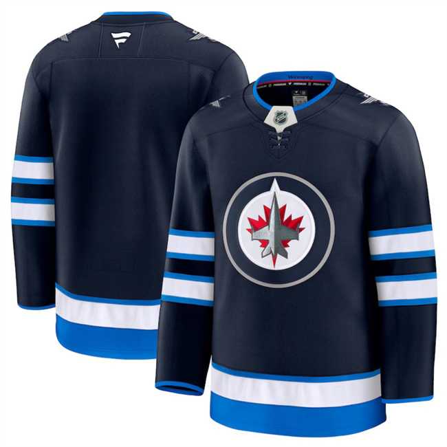 Men%27s Winnipeg Jets Custom Navy 2024-25 Home Stitched Hockey Jersey
